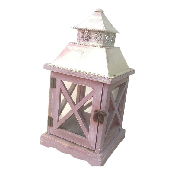 Vintage Distressed Wooden Glass Barn Door Lantern - Picture 5 of 10